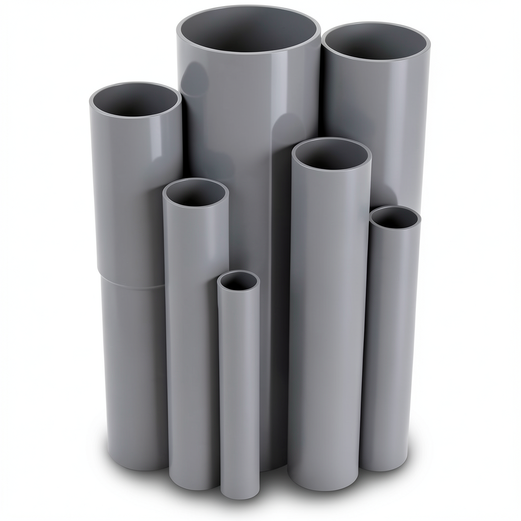 مواسير UPVC مقاس 6 إنش سمك 3.18 مم لون رمادي