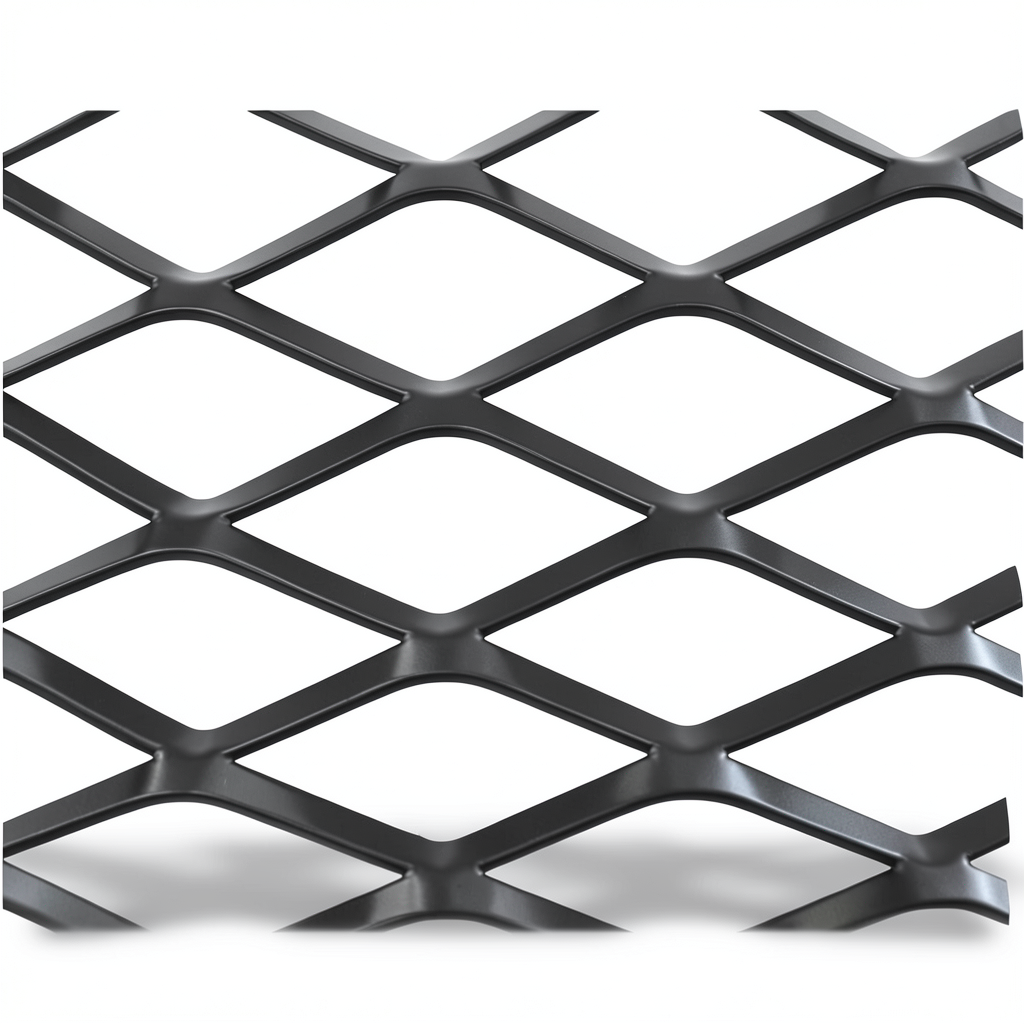 Hot Rolled Steel Expanded Metal Mesh Thickness 1.5 mm Width 2.44 m Length 7 m, Black