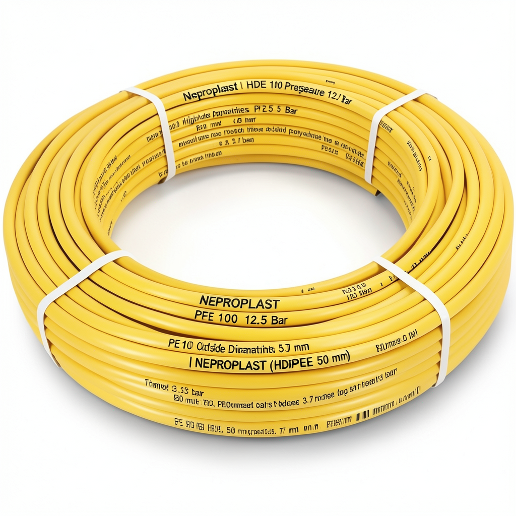 أنابيب HDPE نيبروبلاست PE 100 ضغط 12.5 بار قطر خارجي 50 مم سمك 3.7 مم لون أصفر | نيبروبلاست