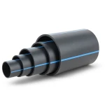 أنابيب بلاستيك HDPE ضغط 12.5 بار PE 80 قطر خارجي 355 مم SDR 11 أسود مع خطوط زرقاء