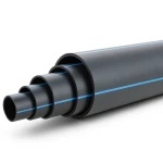 مواسير HDPE ضغط 12.5 بار PE 100 قطر خارجي 315 مم SDR 13.6 لون أسود مع خط أزرق
