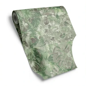 Italian Wallpaper Leaf-Patterned Design 10m x 1.06m, Green Color, Model 46710
