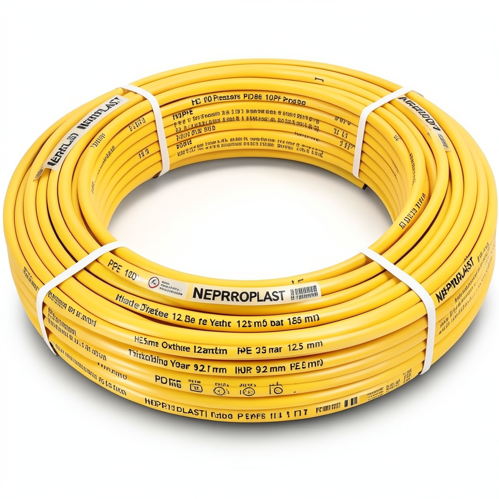 أنابيب HDPE PE 100 ضغط 12.5 بار قطر خارجي 125 مم سمك 9.2 مم لون أصفر | نيبروبلاست