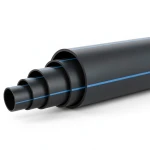 أنابيب HDPE ضغط 12.5 بار PE 80 قطر خارجي 500 مم SDR 11 أسود مع خط أزرق