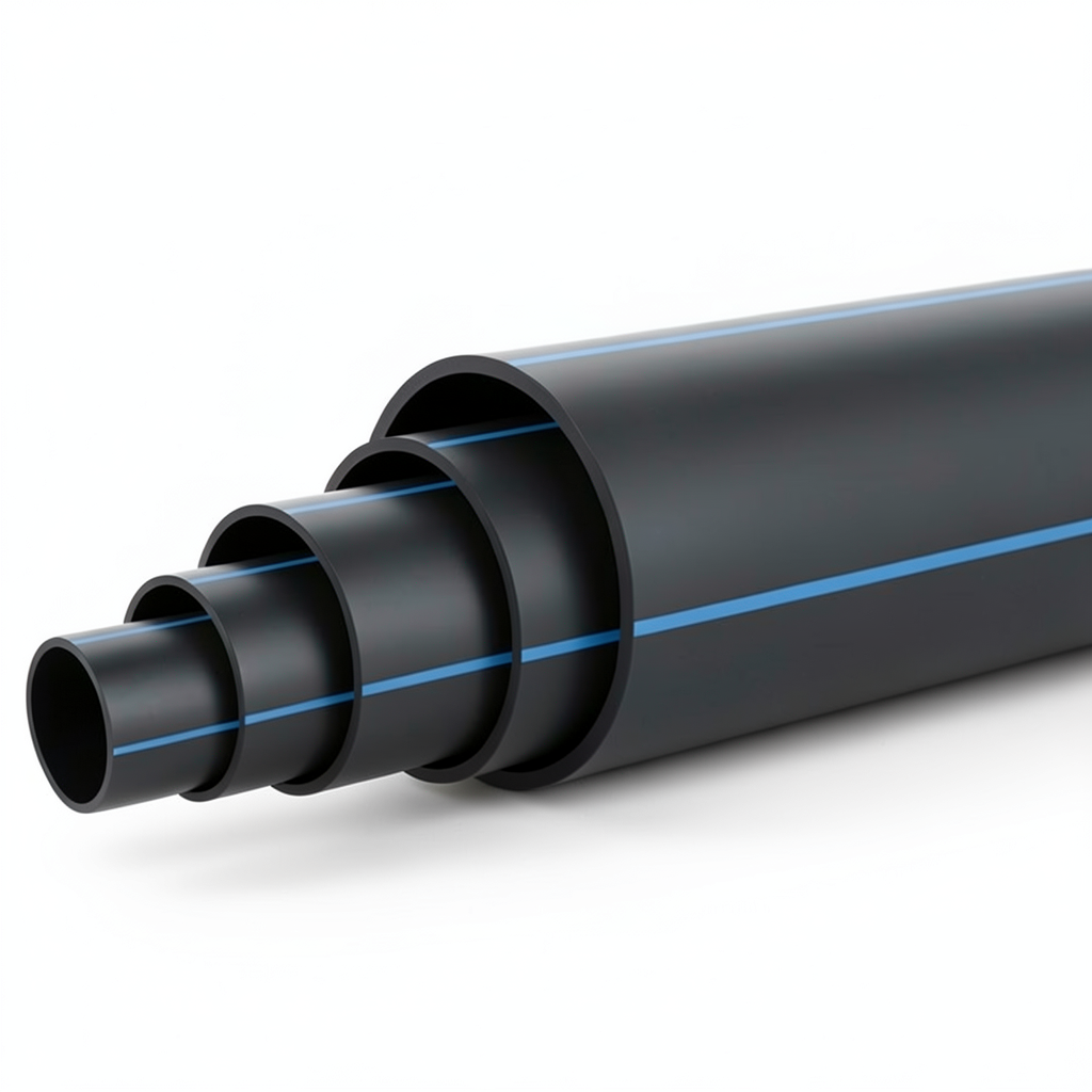 أنابيب HDPE ضغط 12.5 بار PE 80 قطر خارجي 500 مم SDR 11 أسود مع خط أزرق
