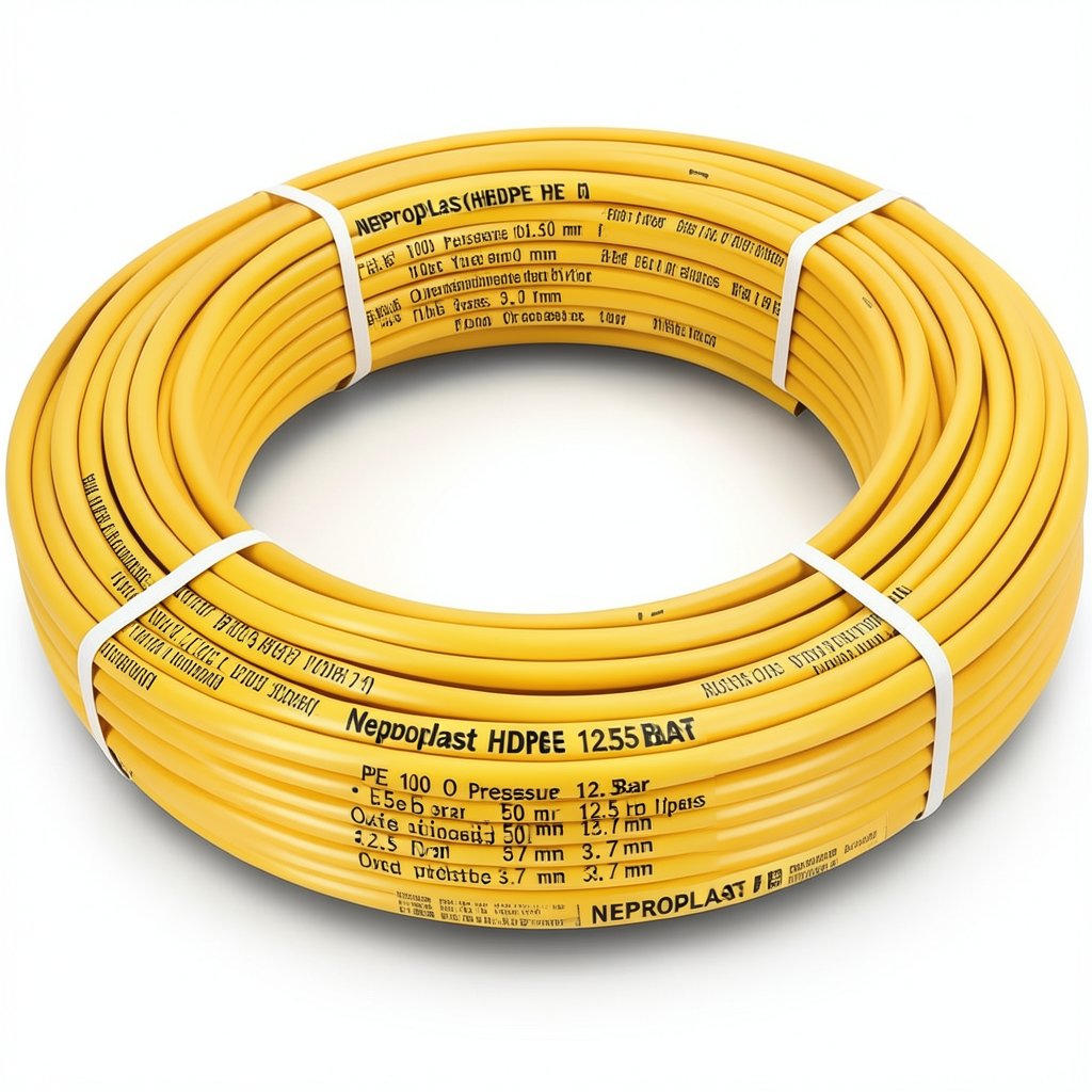 Neproplast HDPE Pipes PE 100 Pressure 12.5 Bar Outside Diameter 50 mm Thickness 3.7 mm Yellow | NEPROPLAST