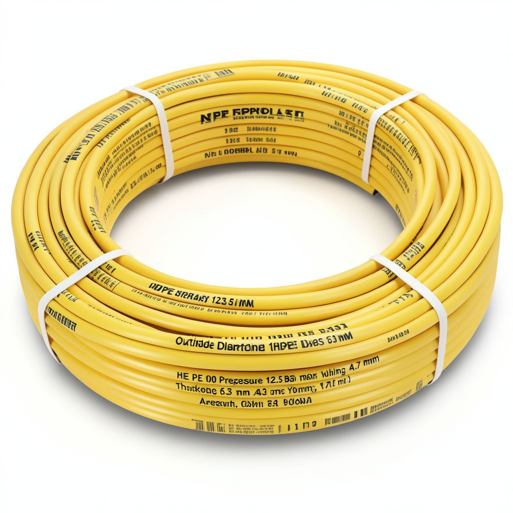 أنابيب HDPE PE 100 ضغط 12.5 بار قطر خارجي 63 مم سمك 4.7 مم لون أصفر | نيبروبلاست