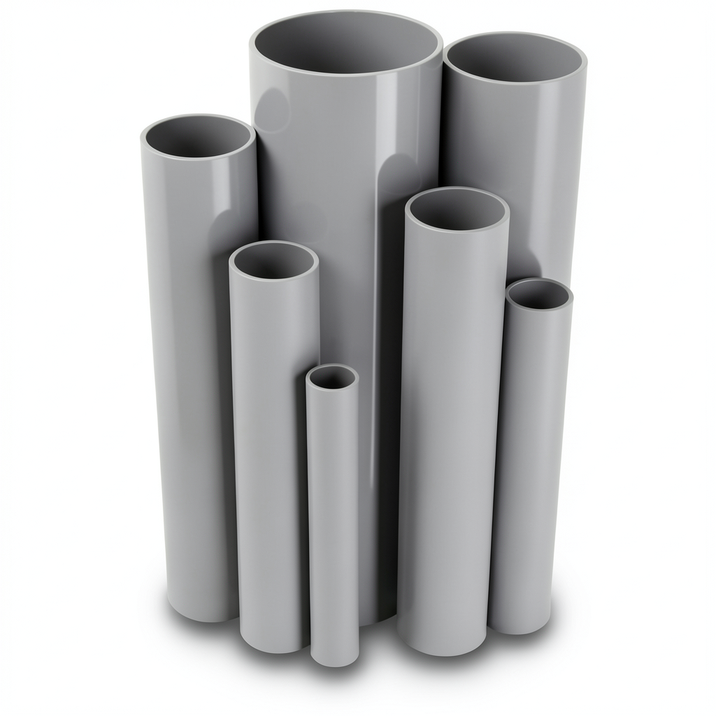 مواسير UPVC ضغط اسمي 15 بار قطر خارجي 60.5 مم سمك 4.5 مم لون رمادي