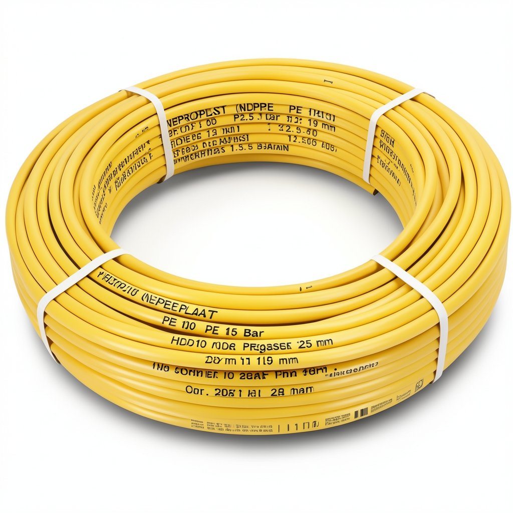 أنابيب HDPE PE 100 ضغط 12.5 بار قطر خارجي 25 مم سمك 1.9 مم لون أصفر | نيبروبلاست