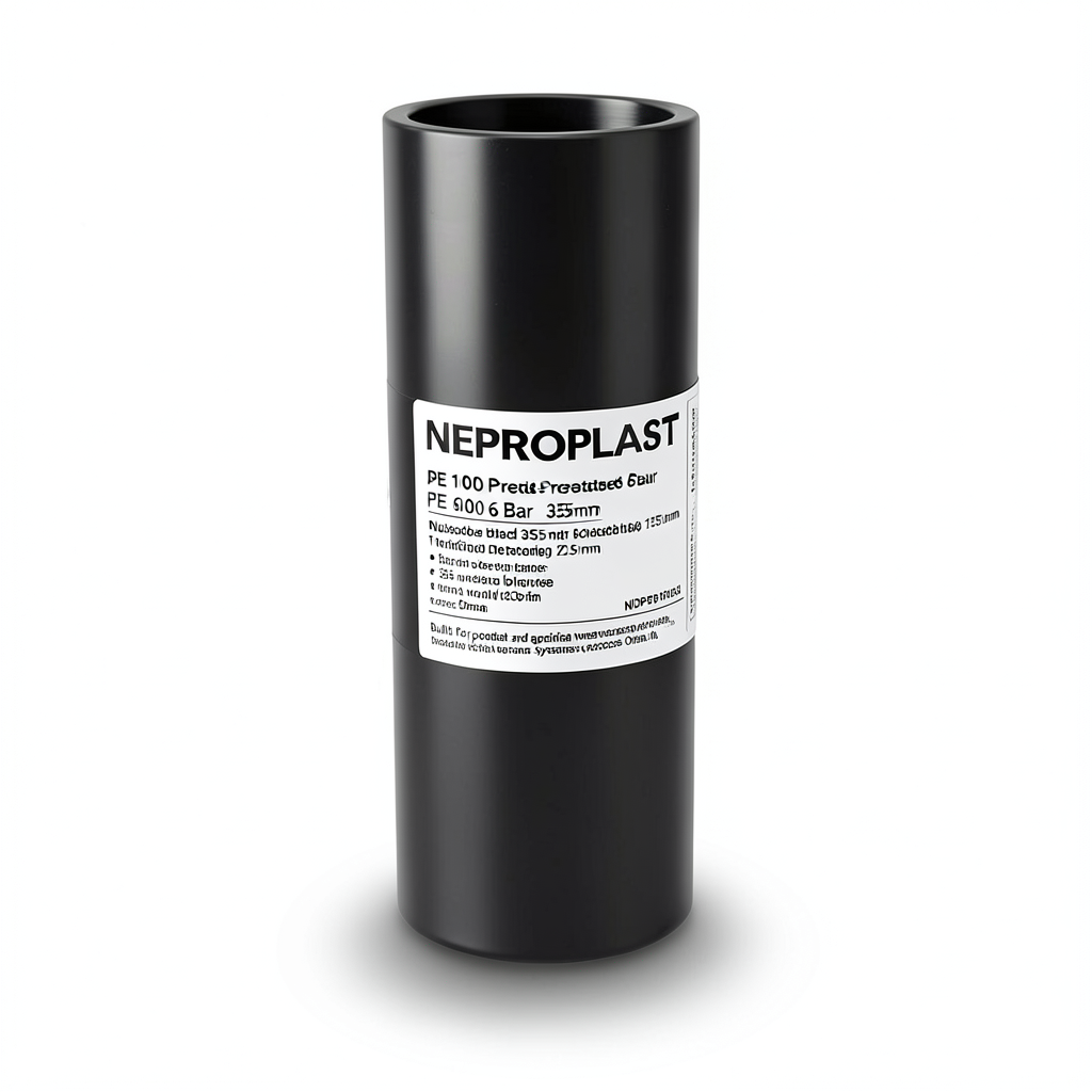 مواسير HDPE PE 100 ضغط 6 بار قطر خارجي 355 مم سمك 12.9 مم لون اسود | نيبروبلاست
