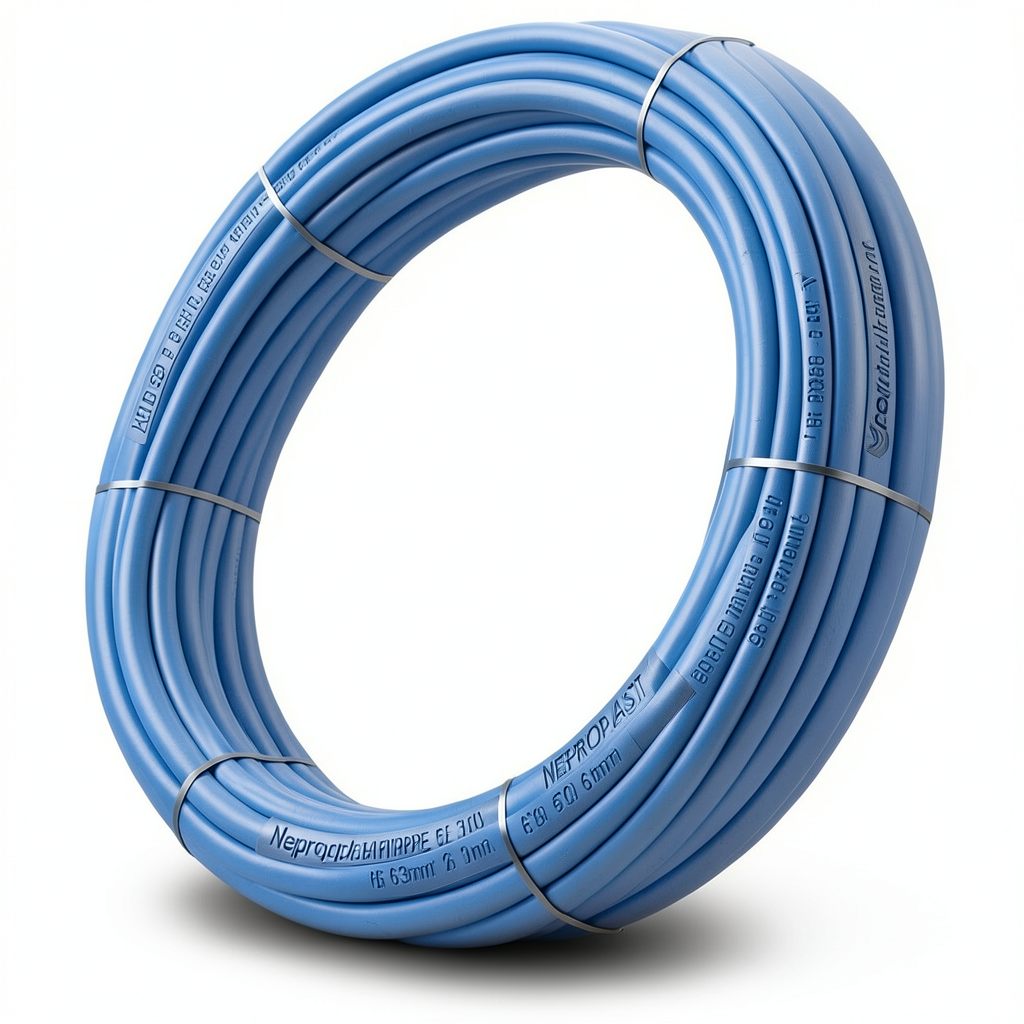 أنابيب HDPE نيبروبلاست PE 100 ضغط 6 بار قطر خارجي 63 مم سمك 2.3 مم لون ازرق | نيبروبلاست
