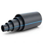 أنابيب بلاستيك HDPE ضغط 16 بار PE 100 قطر خارجي 355 مم SDR 11 أسود مع خطوط زرقاء