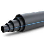أنابيب HDPE ضغط 12.5 بار PE 80 قطر خارجي 630 مم SDR 11 أسود مع خط أزرق