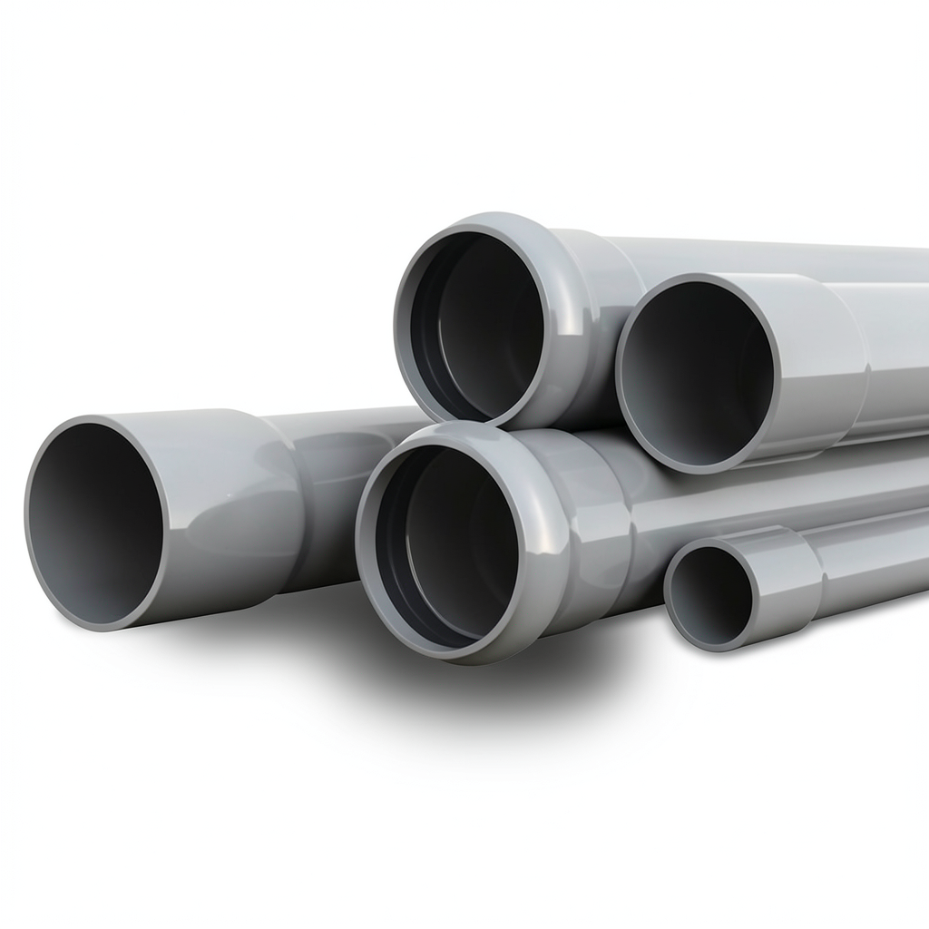 UPVC Pipes Nominal Pressure 10 Bar Outer Diameter 200 mm Thickness 9.6 mm Gray
