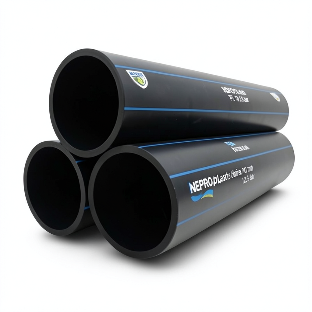 مواسير HDPE نيبروبلاست PE 100 ضغط 12.5 بار قطر خارجي 180 مم سمك 13.3 مم لون اسود | نيبروبلاست