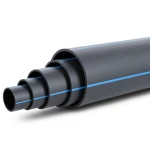 مواسير HDPE ضغط اسمي 16 بار PE 80 قطر خارجي 450 مم SDR 9 لون أسود مع خطوط زرقاء
