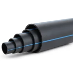 أنابيب HDPE ضغط 12.5 بار PE 80 قطر خارجي 630 مم SDR 11 أسود مع خط أزرق