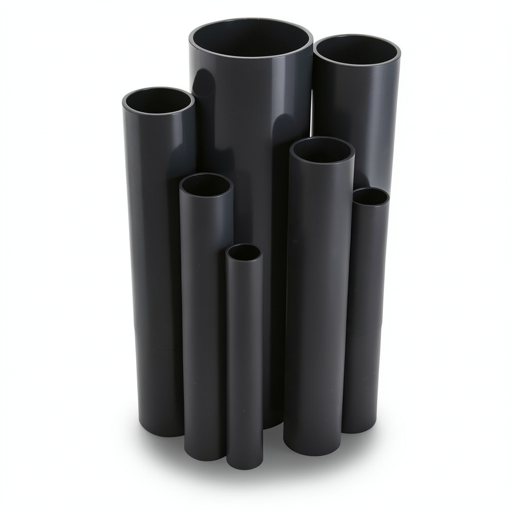 مواسير UPVC ضغط 12 بار قطر خارجي 75.3 مم سمك 4.5 مم لون اسود