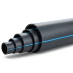أنابيب HDPE ضغط 20 بار PE 100 قطر خارجي 500 مم SDR 9 أسود مع خطوط زرقاء