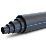 مواسير HDPE ضغط 16 بار PE 80، قطر خارجي 500 مم SDR 9 أسود مع خطوط زرقاء