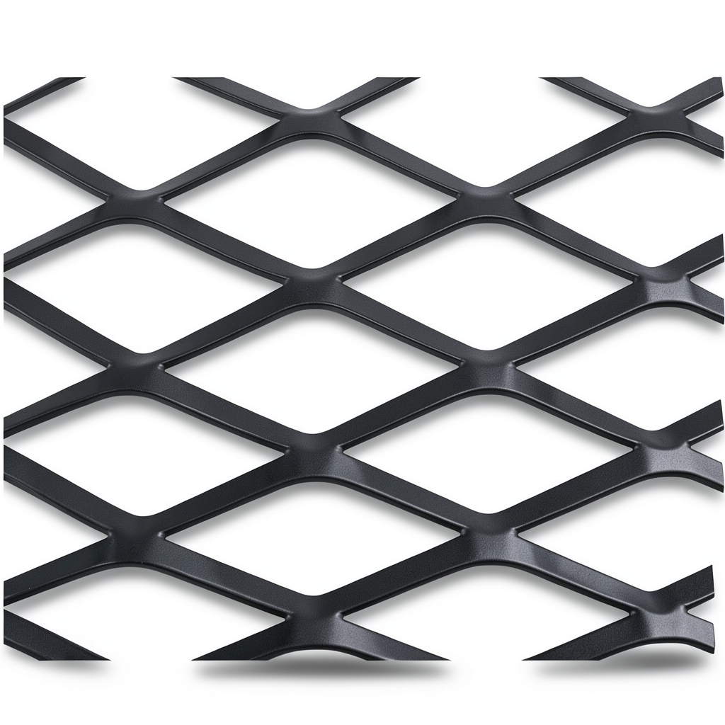 Hot Rolled Black Steel Expanded Metal Mesh 2.8 mm Thick, 2.44 m Width, 6 m Length