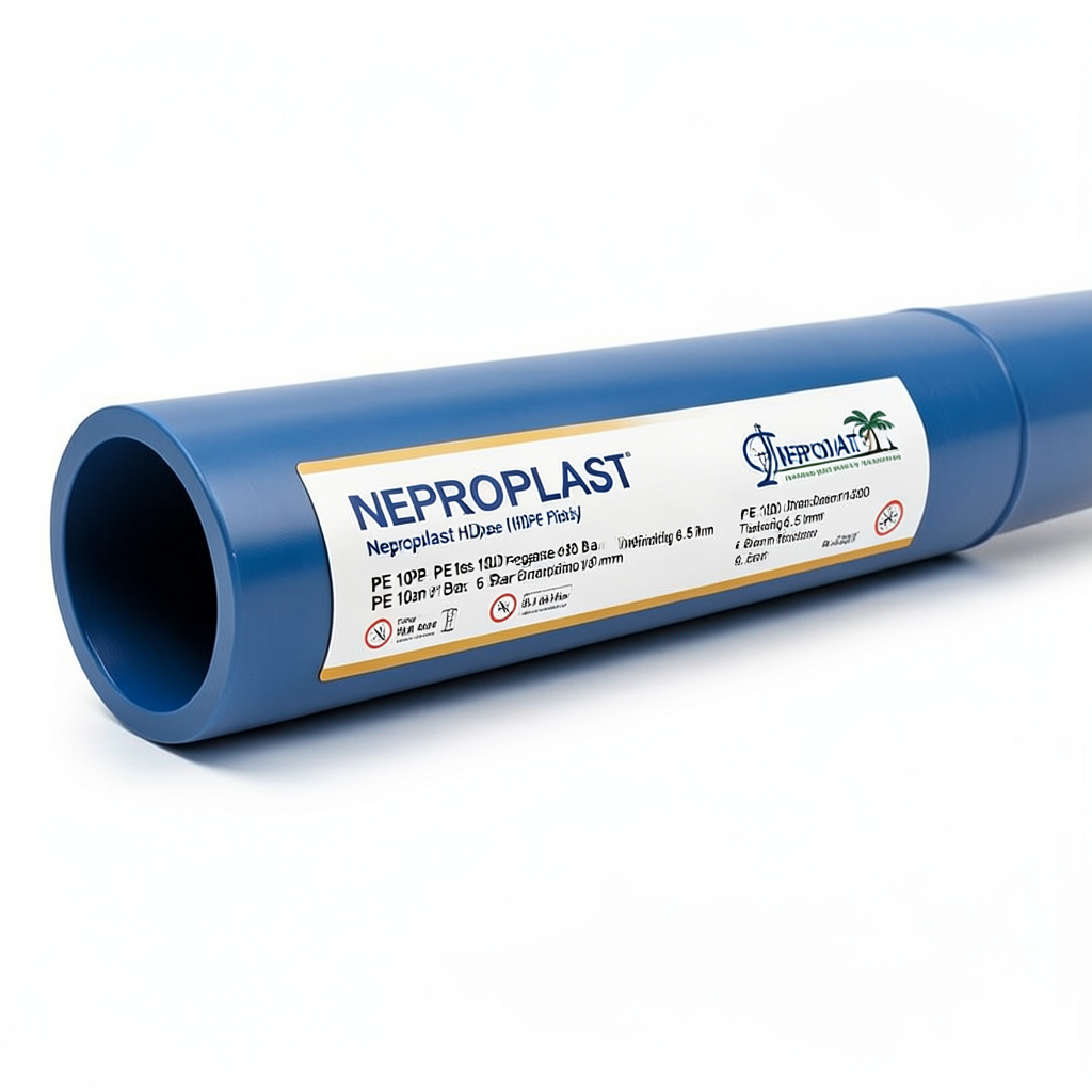 Neproplast HDPE Pipes PE 100 Pressure 6 Bar Outside Diameter 180 mm Thickness 6.6 mm Blue | NEPROPLAST