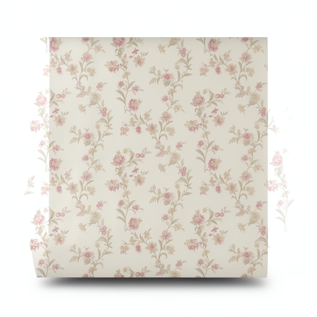 Italian Wallpaper Floral Design Beige Color, Size 10mx0.53m, Model Z66803