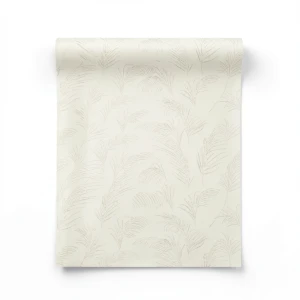 Leaf-Patterned Wall Covering 10m x 1.06m Cream Color, Model 46744