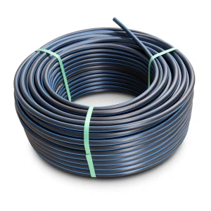 لفة أنابيب بلاستيك HDPE ضغط 12.5 بار PE 100 قطر خارجي 90 مم SDR 13.6 أسود مع خطوط زرقاء