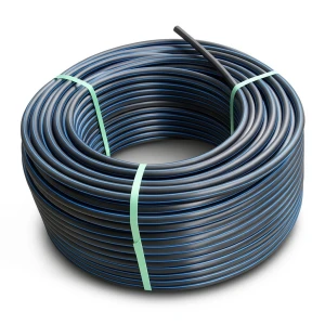 HDPE Plastic Coil Pipe PN 12.5 Bar PE 100 OD 110 mm SDR 13.6 Black with Blue Stripes