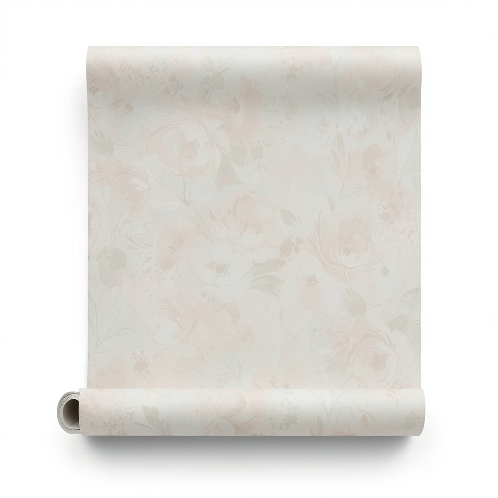 Italian Wallpaper Floral Design Pale Beige, Size 10mx0.53m