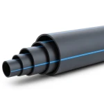 أنابيب بلاستيك HDPE ضغط 12.5 بار PE 100 قطر خارجي 180 مم SDR 13.6 أسود مع خطوط زرقاء