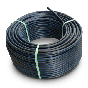 لفة أنابيب بلاستيك HDPE ضغط 4 بار PE 100، قطر خارجي 90 مم SDR 41 أسود مع خط أزرق