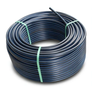 لفة أنابيب HDPE ضغط 6.3 بار PE 100 قطر خارجي 50 مم SDR 26 أسود مع خط أزرق