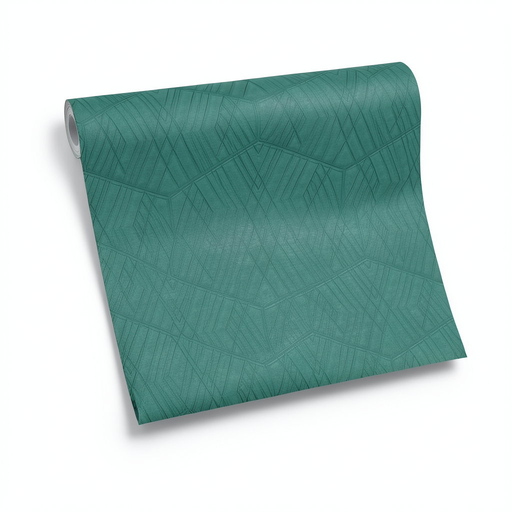 Italian Geometric Wall Covering 10m x 0.73m, Green