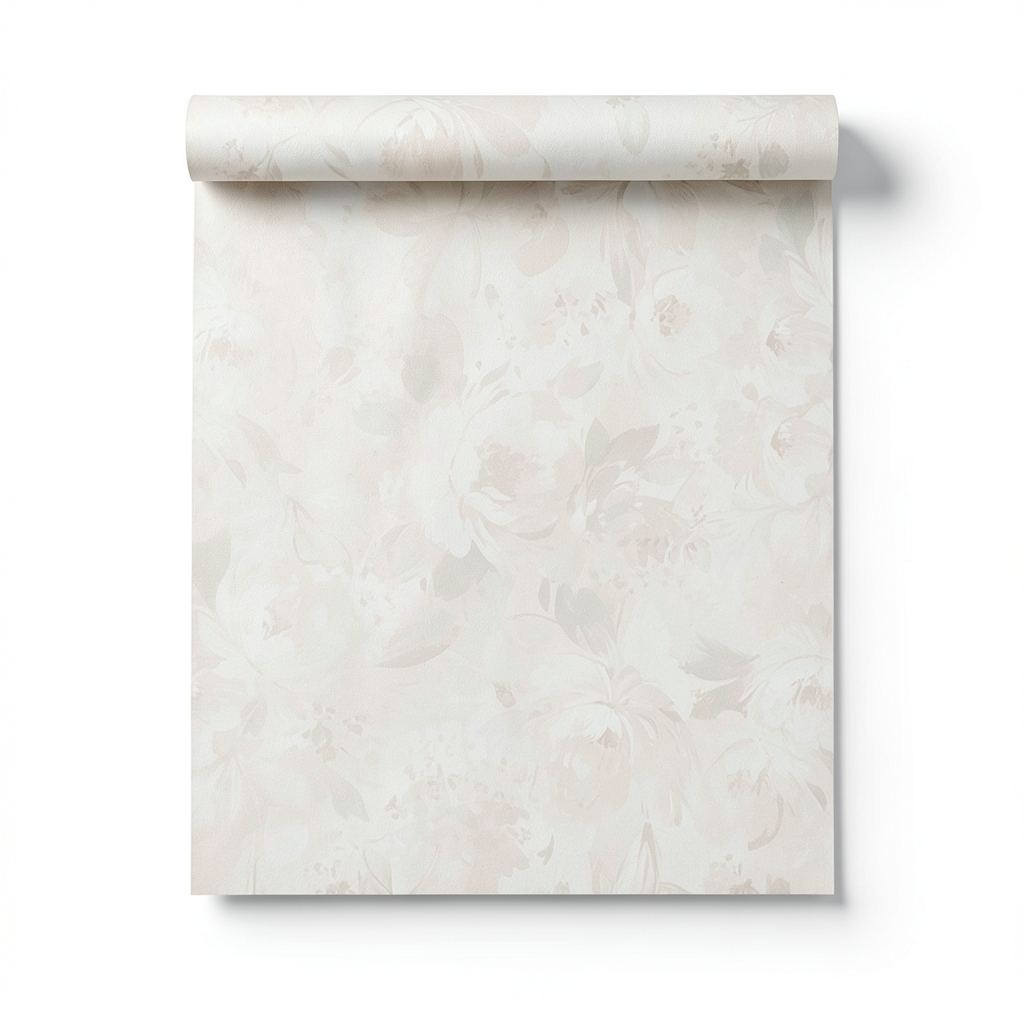 Italian Wallpaper Floral Design 10mx0.53m Light Beige