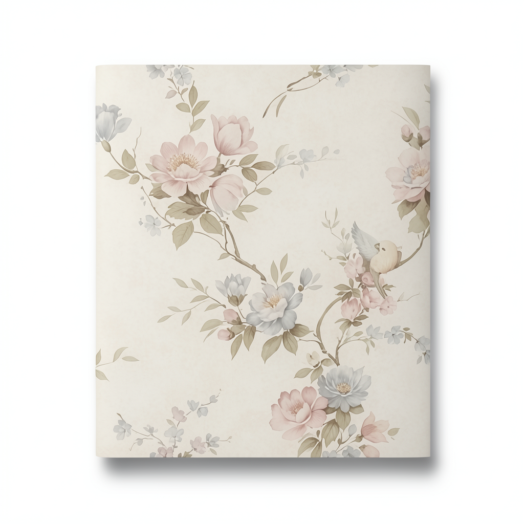 Italian Wallpaper Floral Design Beige Color, Size 10mx0.53m, Model Z66857