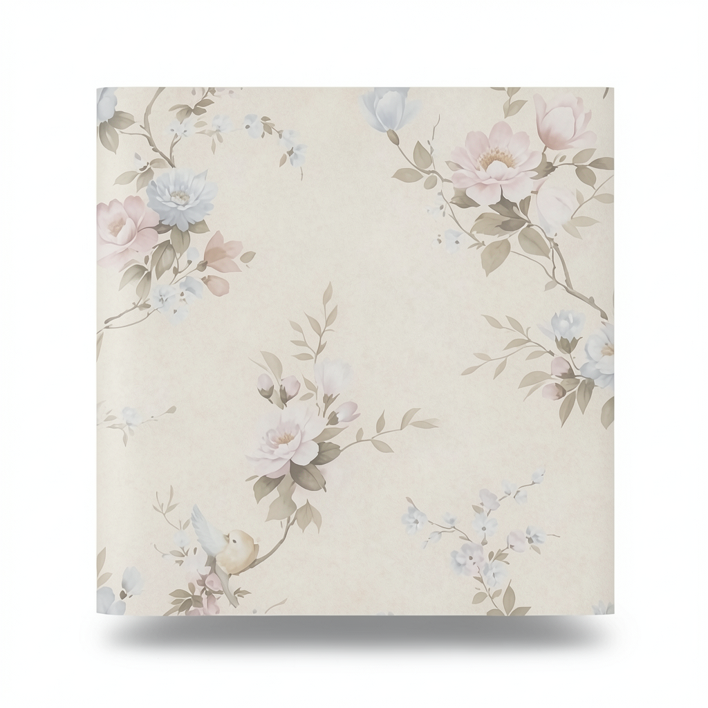 Italian Wallpaper Floral Design Beige Color, Size 10mx0.53m, Model Z66861