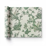  WallCovering floral design size 10mx1.06m,  green with beige color, model 38005