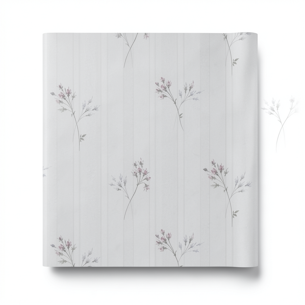 Italian Wallpaper Floral Design Pale Gray, Size 10mx0.53m, Model Z66863