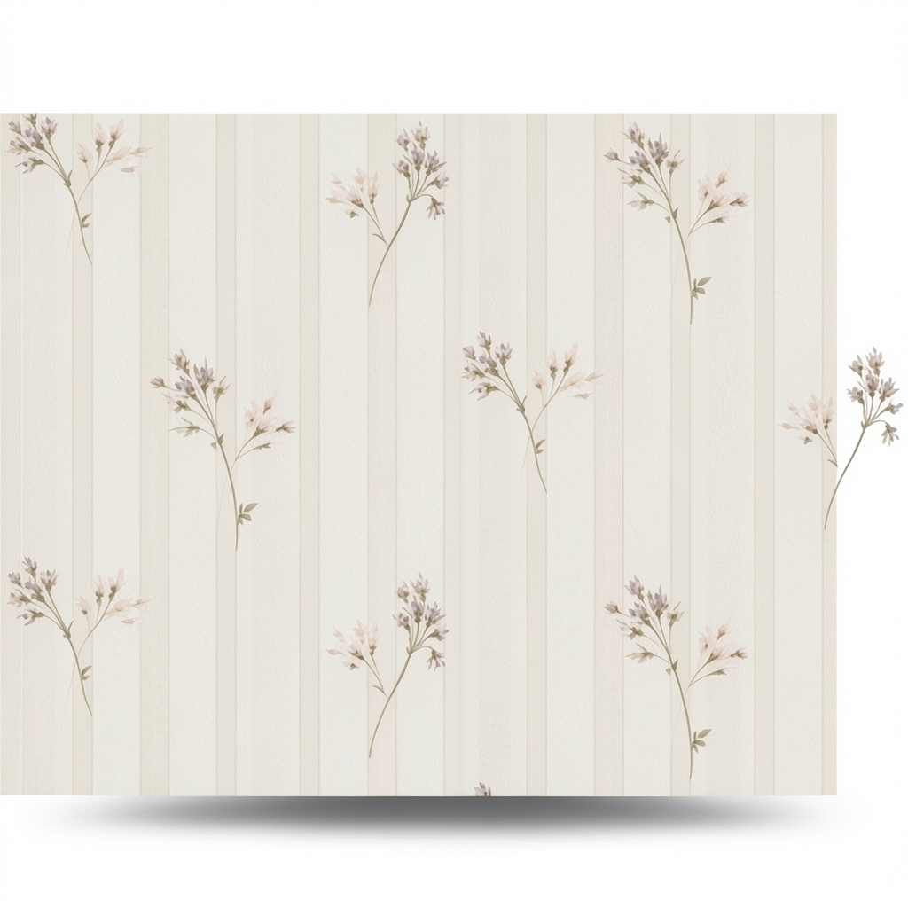 Italian Wallpaper Floral Design Light Beige, Size 10mx0.53m