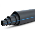 مواسير HDPE ضغط 4 بار PE 100 قطر خارجي 180 مم SDR 41 أسود مع خط أزرق