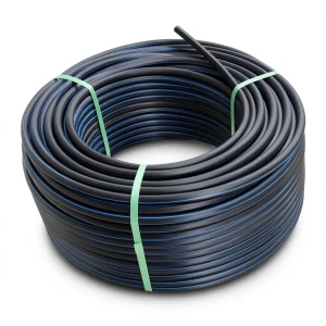 لفة أنابيب بلاستيك HDPE ضغط 6.3 بار PE 100 قطر خارجي 140 مم SDR 26 أسود مع خط أزرق