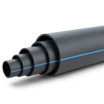 مواسير بلاستيك HDPE ضغط 12.5 بار PE 100 قطر خارجي 400 مم SDR 13.6 اسود مع خط ازرق