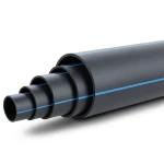 مواسير HDPE ضغط 4 بار PE 100 قطر خارجي 450 مم SDR 41 أسود مع خط أزرق