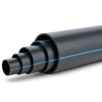 مواسير بلاستيك HDPE ضغط 4 بار PE 100 قطر خارجي 280 مم SDR 41 لون أسود مع خط أزرق