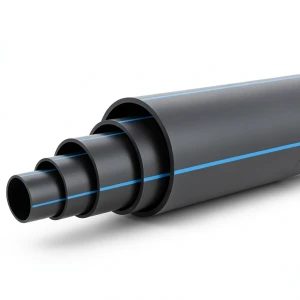 أنابيب بلاستيك HDPE ضغط 12.5 بار PE 100 قطر خارجي 450 مم SDR 13.6 أسود مع خطوط زرقاء