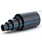 أنابيب HDPE ضغط 4 بار PE 100 قطر خارجي 200 مم SDR 41 أسود مع خط أزرق