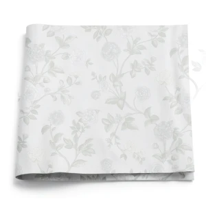 Italian Wallpaper Pale Gray Color Floral Design, Size 10mx0.53m
