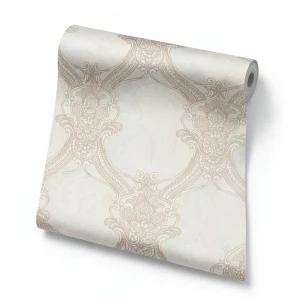 Italian Wallpaper Classic Design Light Beige Color, Size 10mx1.06m, Model 82710